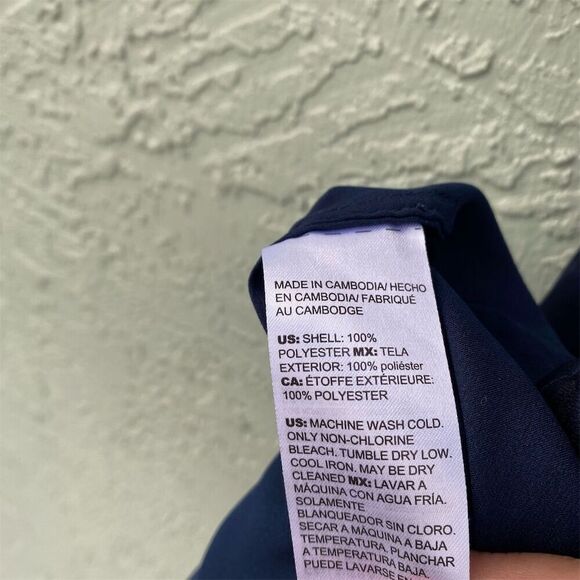 Chico's Women's Navy Blue Satin V-Neck Blouse Size 2 (US 12/14) Long Sleeve - Picture 4 of 7